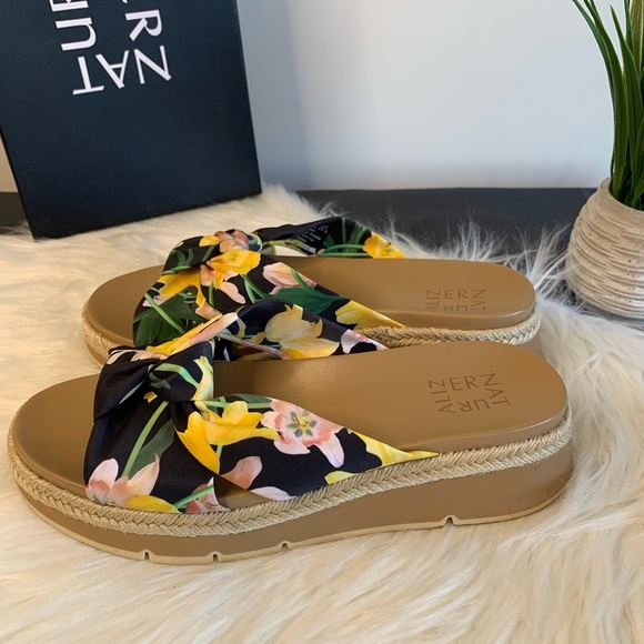 Naturalizer Navy and Yellow Espadrilles with Floral Print - Picture 3 of 7